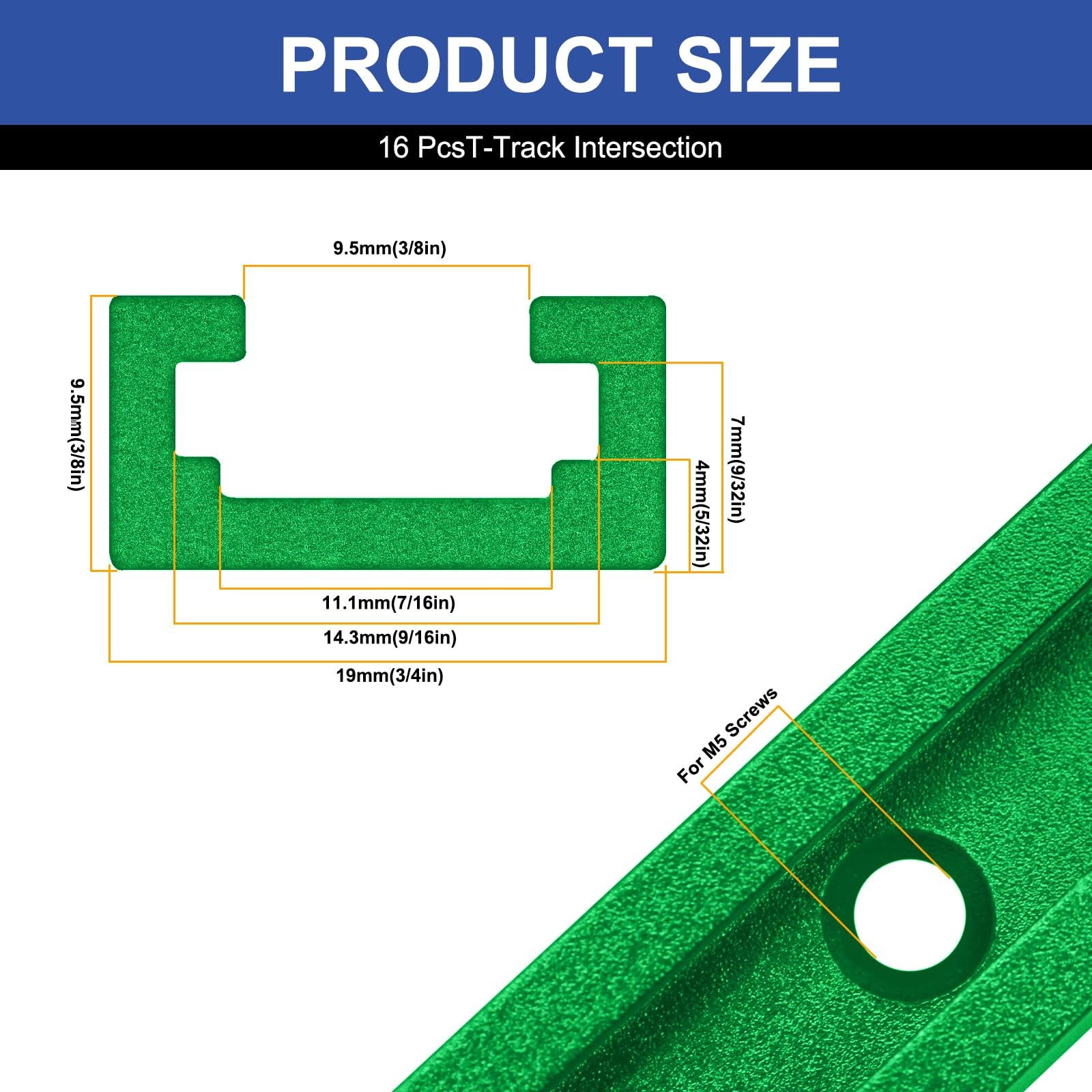 16 PCS Green TTrack Intersection DoubleCut Jig Profile Universal Woodworking