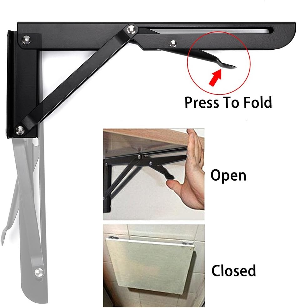2Pcs Folding Shelf Brackets Heavy Duty Shelf Brackets Metal Triangle Table
