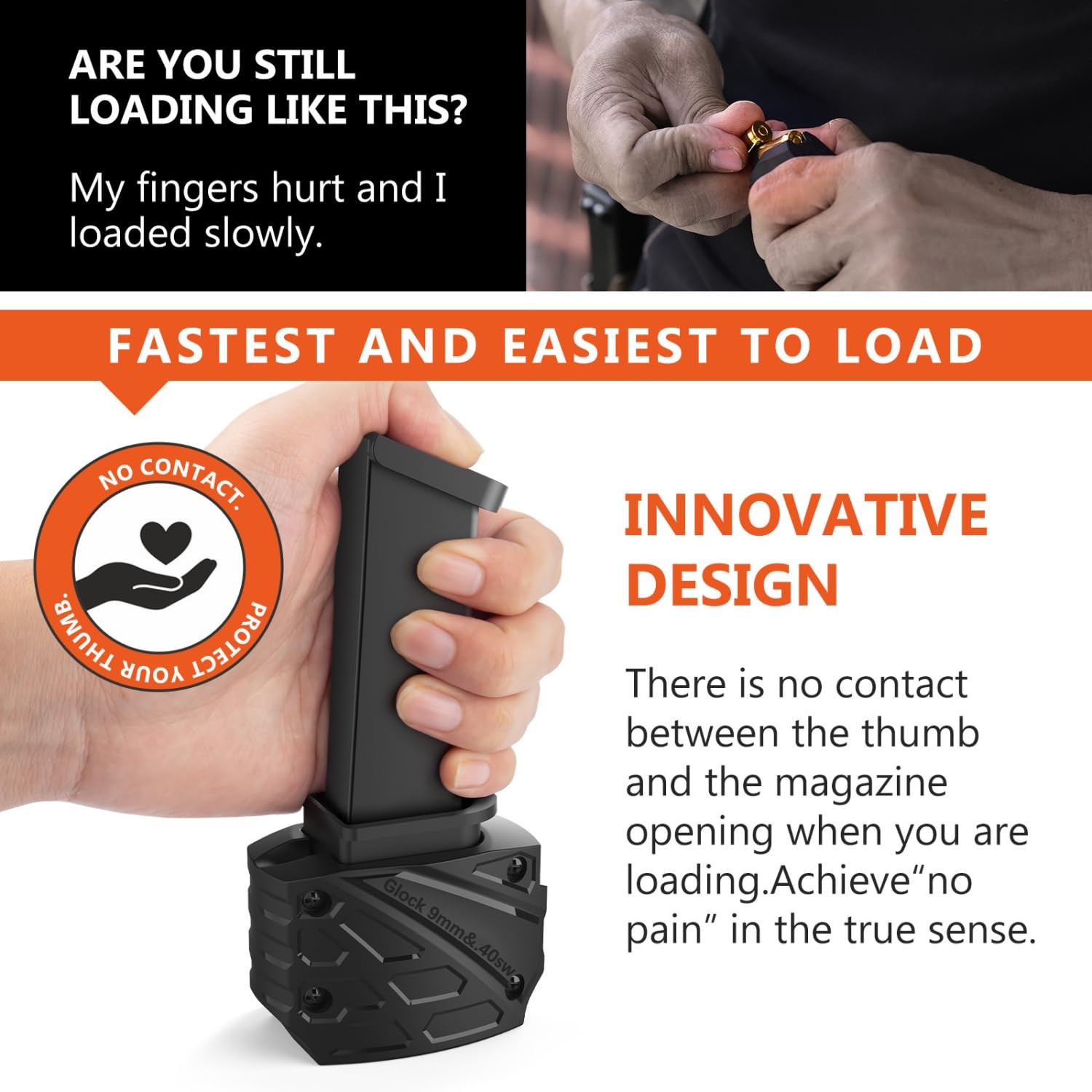 Glock 9mm/.40 Speed Loader for Models 17-19, 22-27, 34-35, 45, 47 - Black
