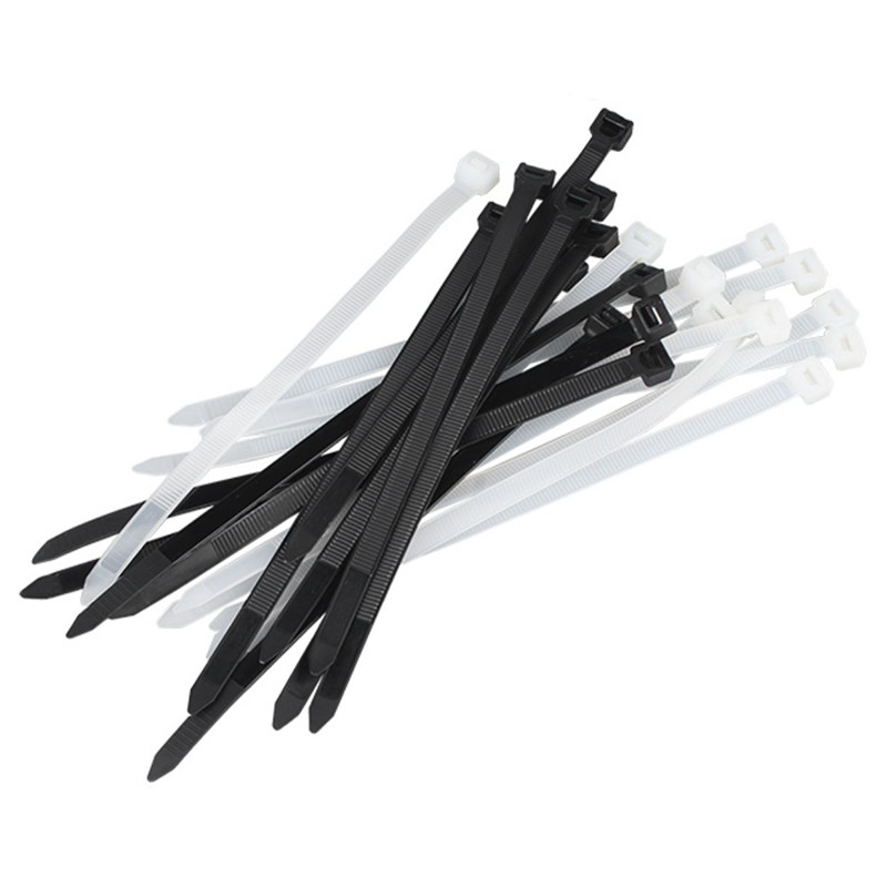 Self-Locking Plastic Nylon Cable Ties Nylon Zip Tie Wrap Black/White Width:7.2mm