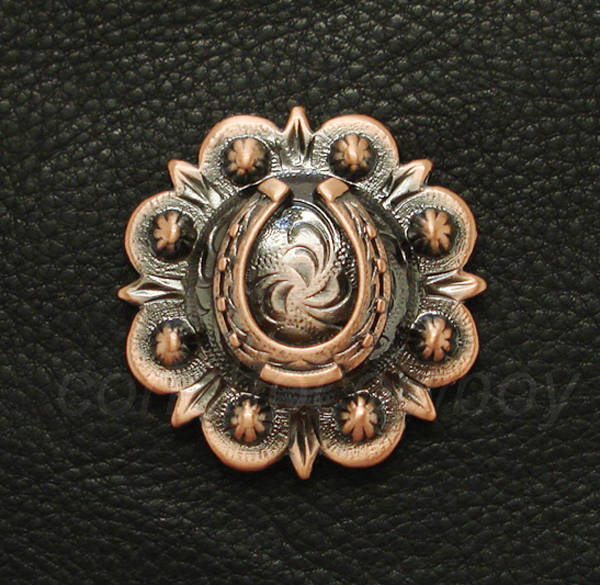 WESTERN COPPER COLOR HORSE SHOE BERRY CONCHO 1-3/4" screw back