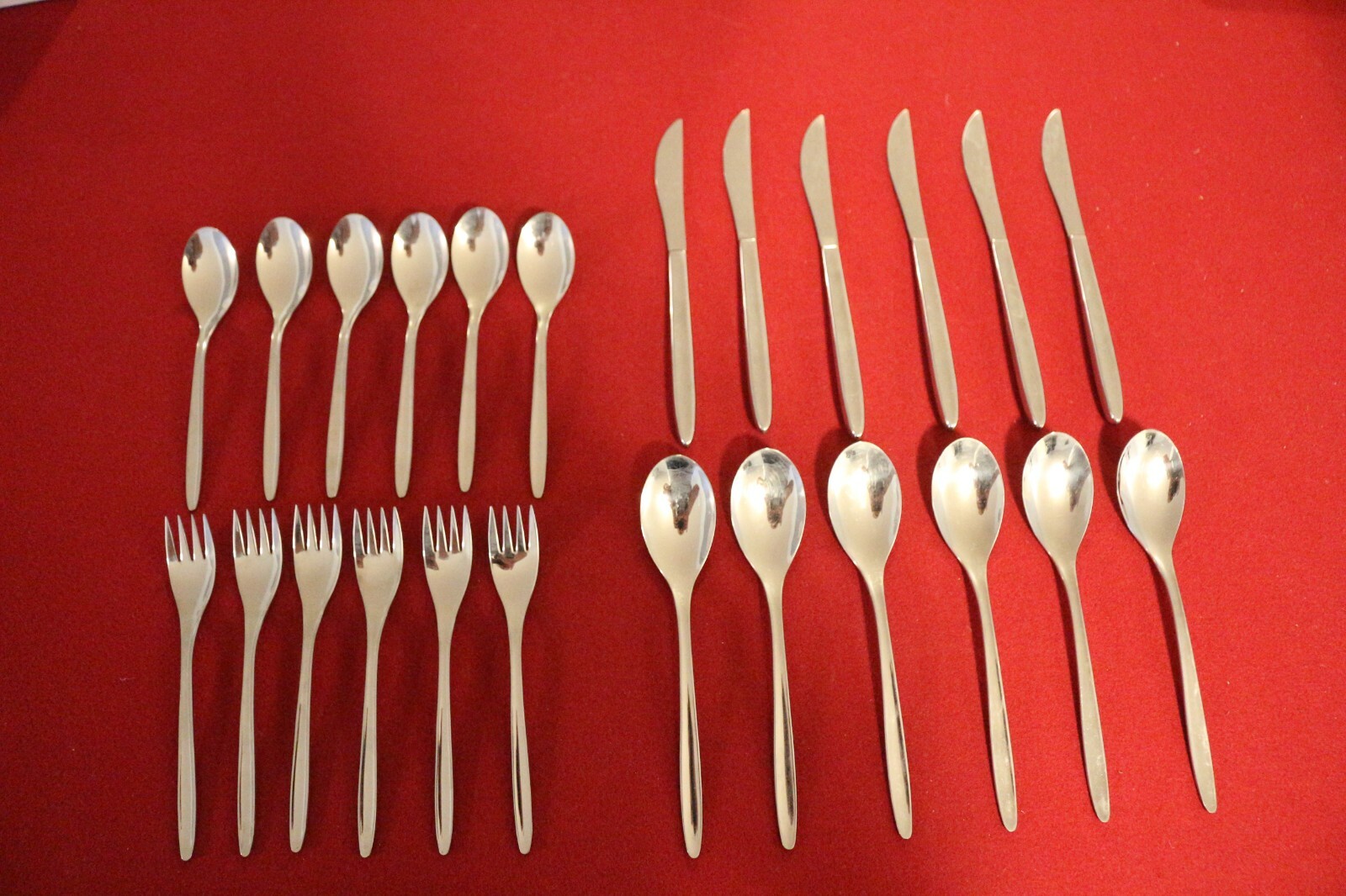 Sears Roebuck Stainless Ronvik 1961 Mid Century Modern Sleek 24 pc