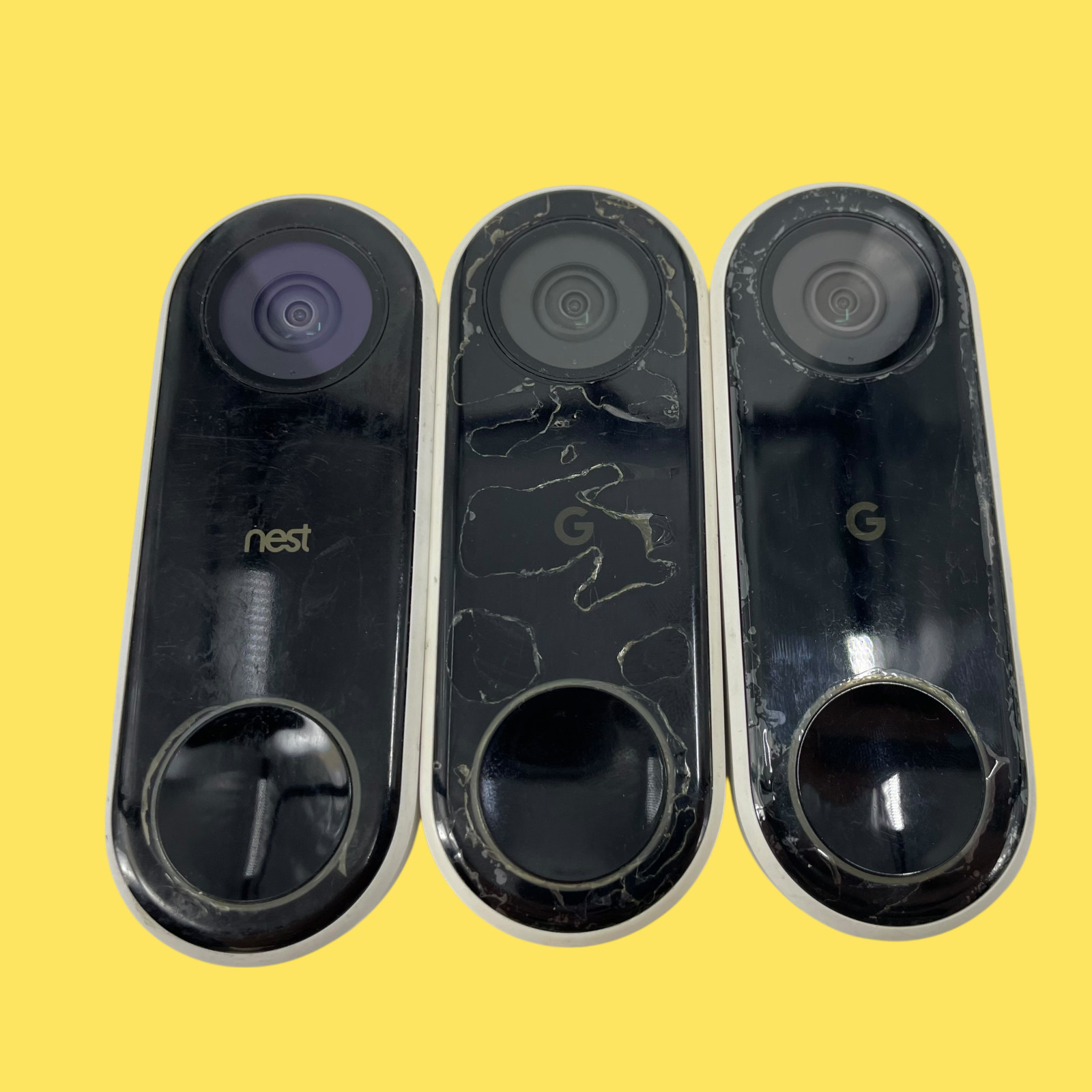 Lot of 3 FOR PARTS Google Nest Hello Wired Smart Doorbell A0077 #4640 z65 b29