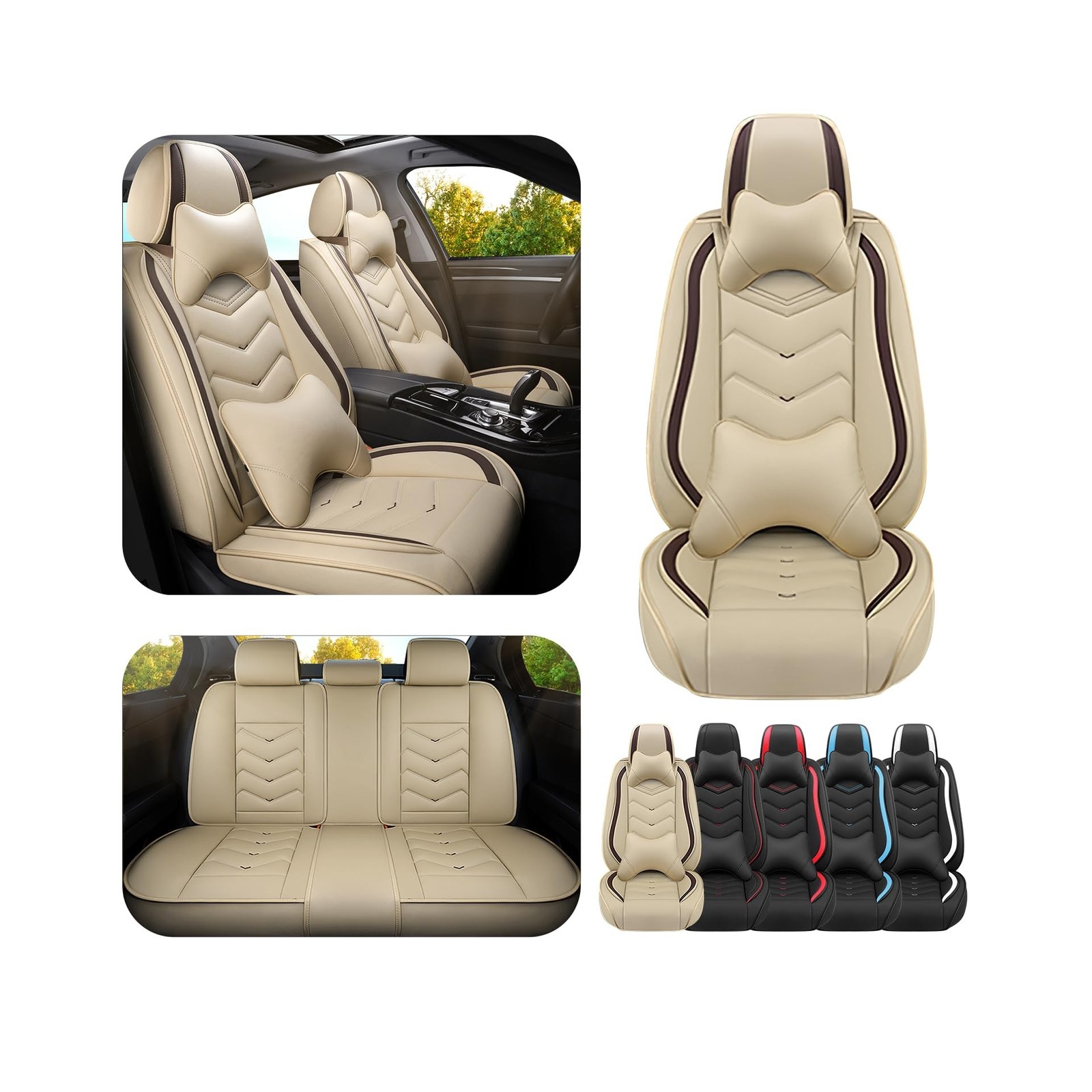 Car Seat Covers for Dodge Durango 2000-2026, Premium Nappa Leather Car Seat C...