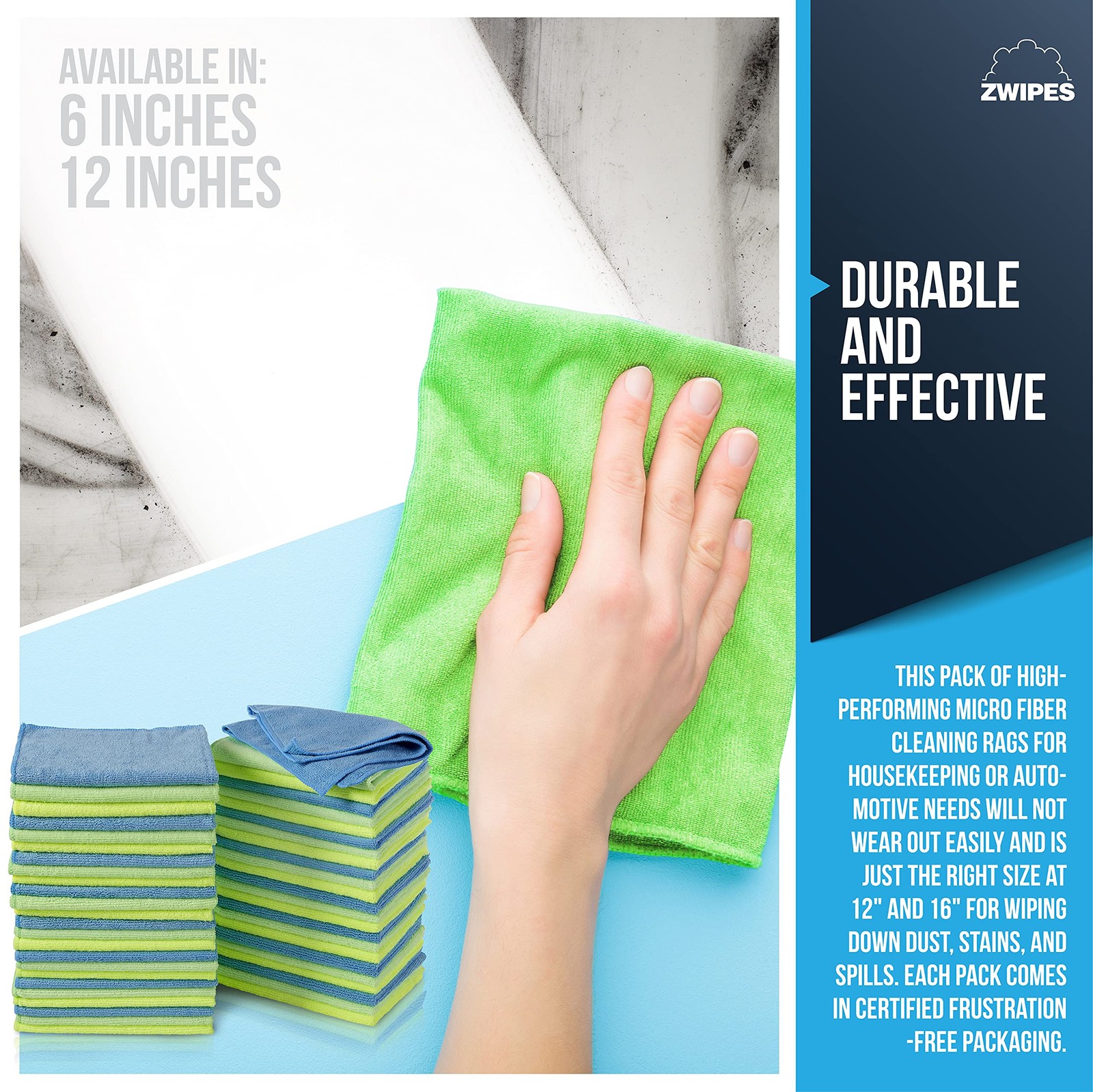 Zwipes Microfiber Cleaning Cloths, 48 Pack 48-pack, Assorted