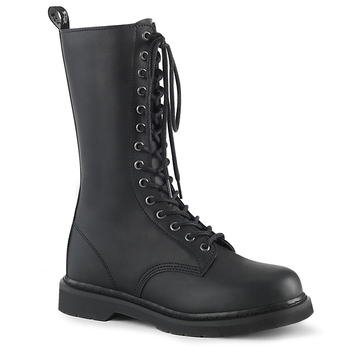 DEMONIA BOLT-300 Men's Unisex Punk Biker Black Buckles Lace Up Calf Ankle Boots