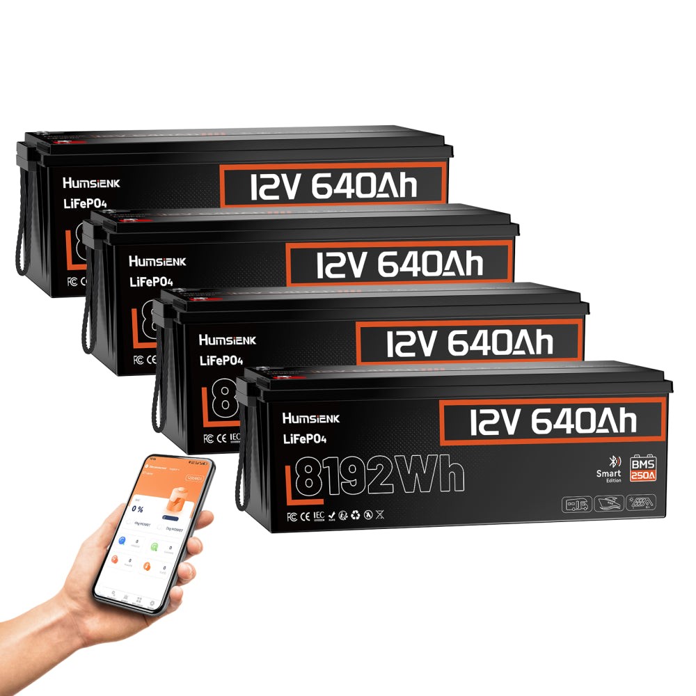 12V 640Ah LiFePO4 Battery 8192Wh 250A BMS Bluetooth Solar Marine Off-Grid PACK