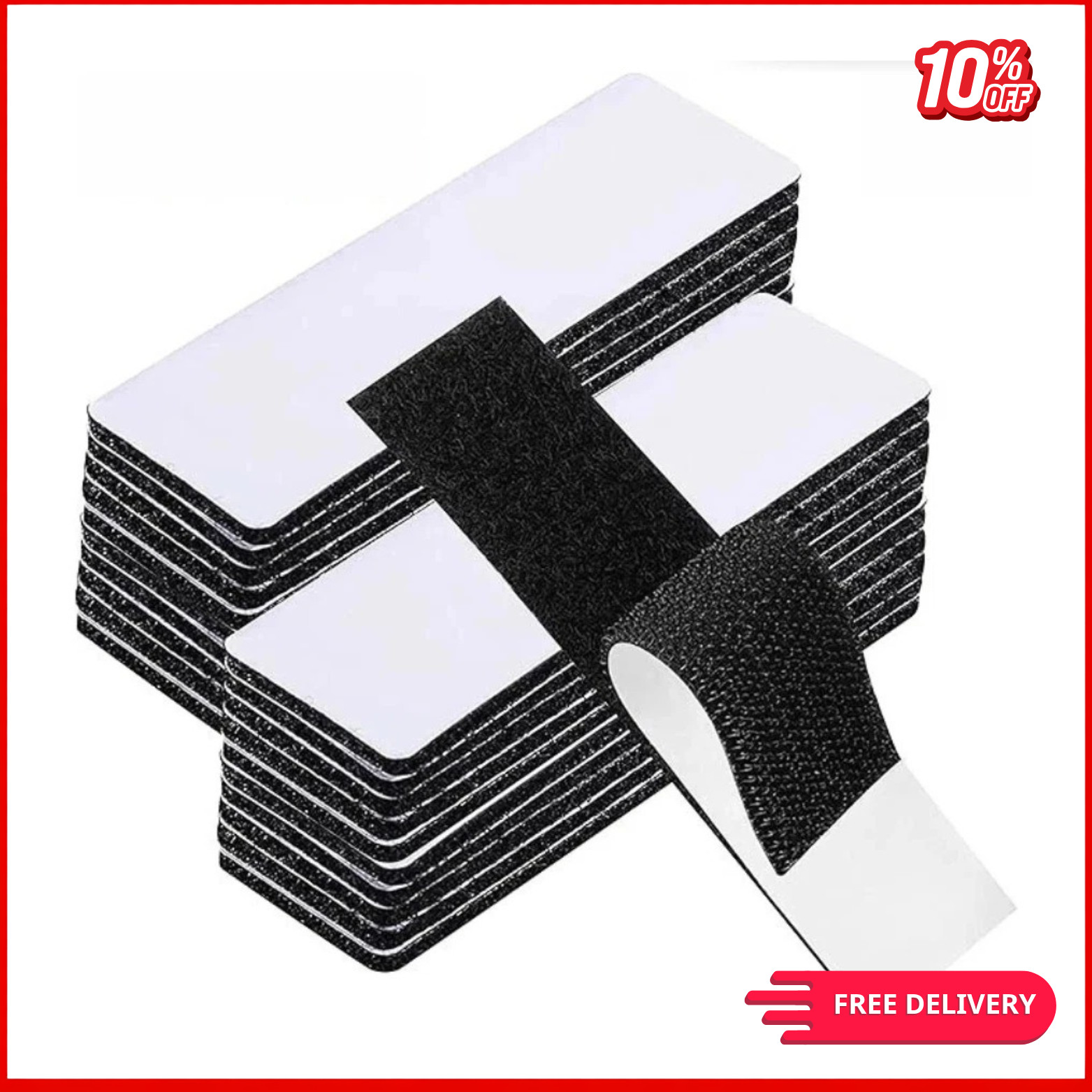 20 Sets Heavy Duty Hook Loop Adhesive Strips 1x4” Black Sticky Back Fastener US