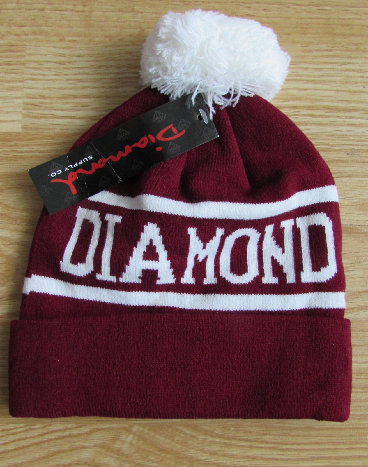 Diamond Supply Co. Winter Toque Beanie Ski Hat Burgundy White New