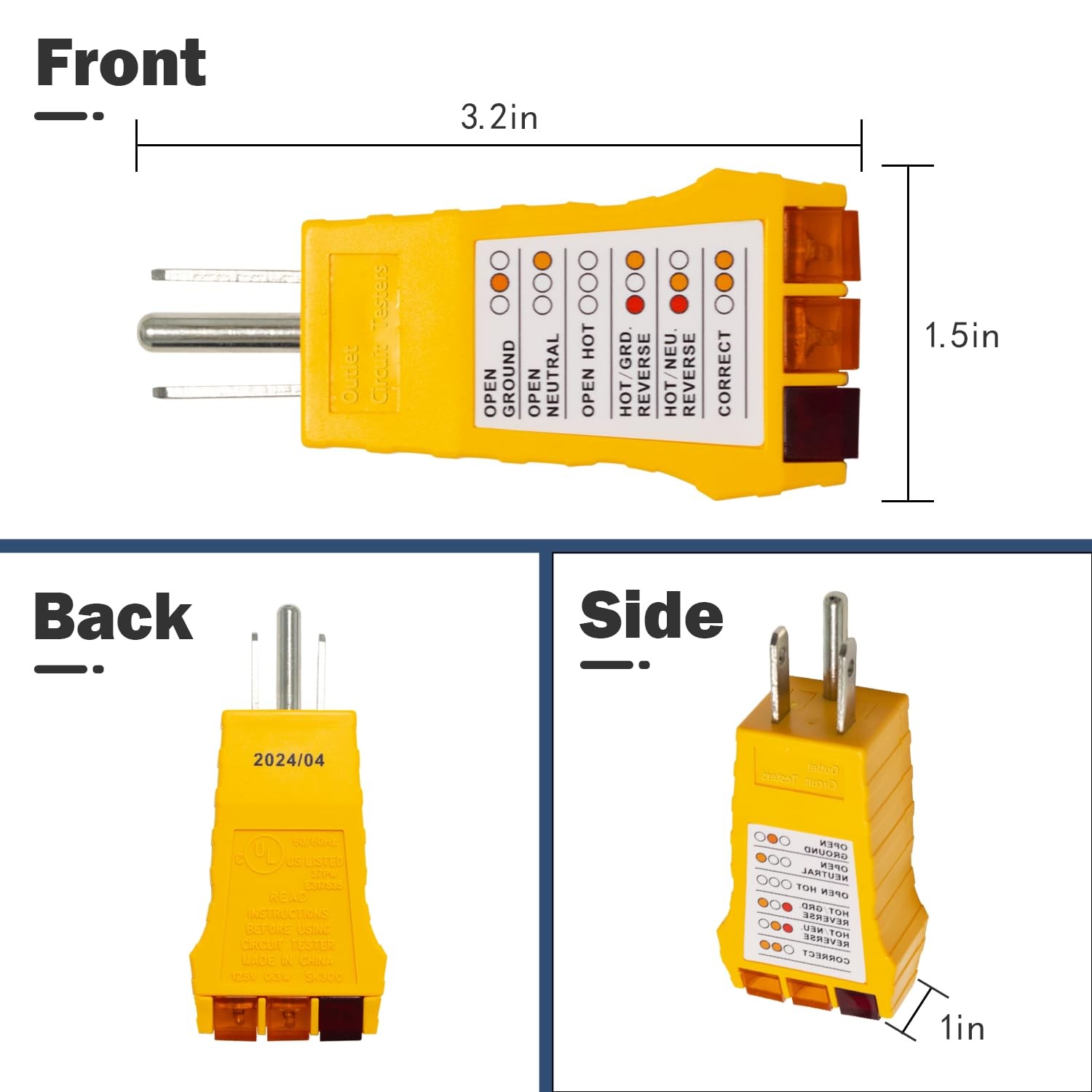 Outlet Tester with Electrical Receptacle Test,Socket for North Yellow