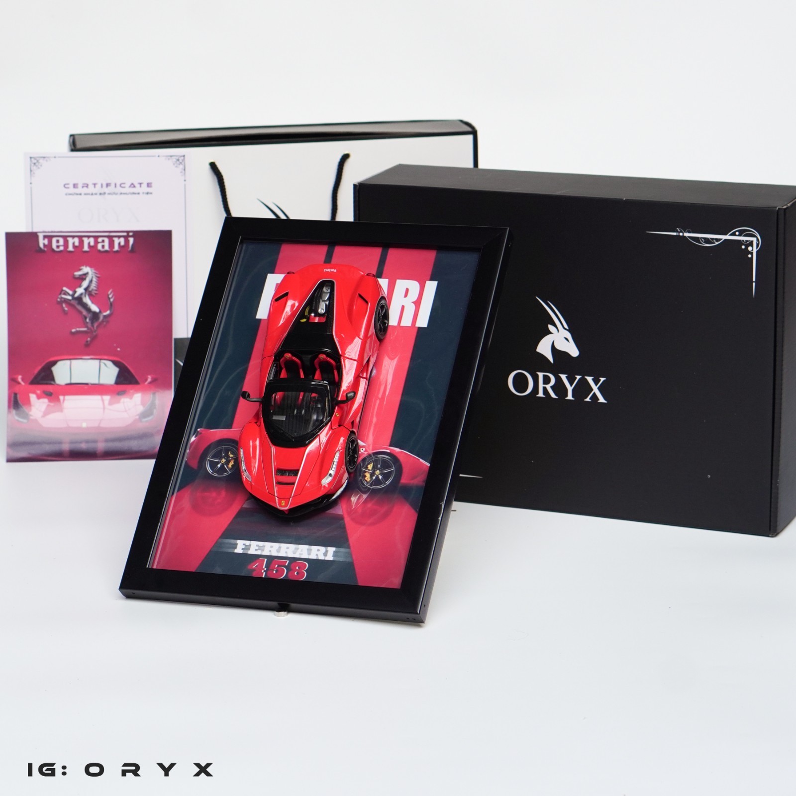 Ferrari 1:24 Model Car Frame Custom Text Gift Box LED Display Case