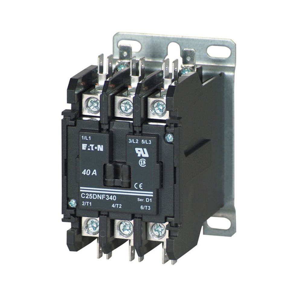 Eaton C25DNF340A 600V 40/60A Contactor 3P Quick Connect Terminals