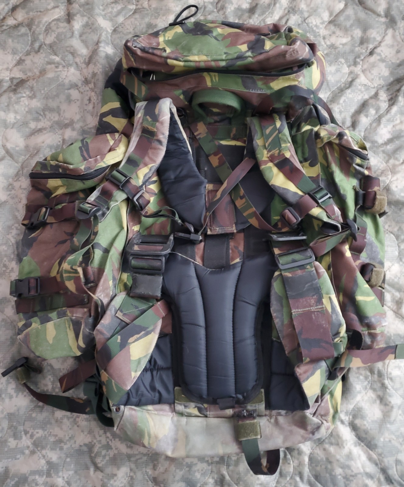 Dutch Army DPM 60L Rucksack with British MTP cover and USGI waterproof liner