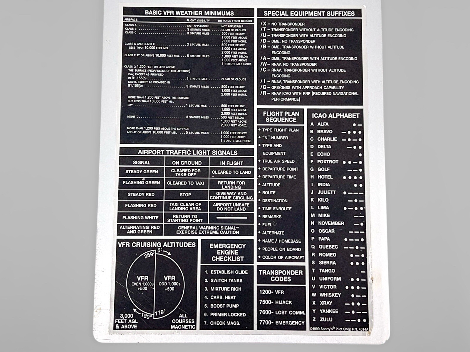 Metal VFR Pilot’s Flight Reference Clipboard Kneeboard Clipboard