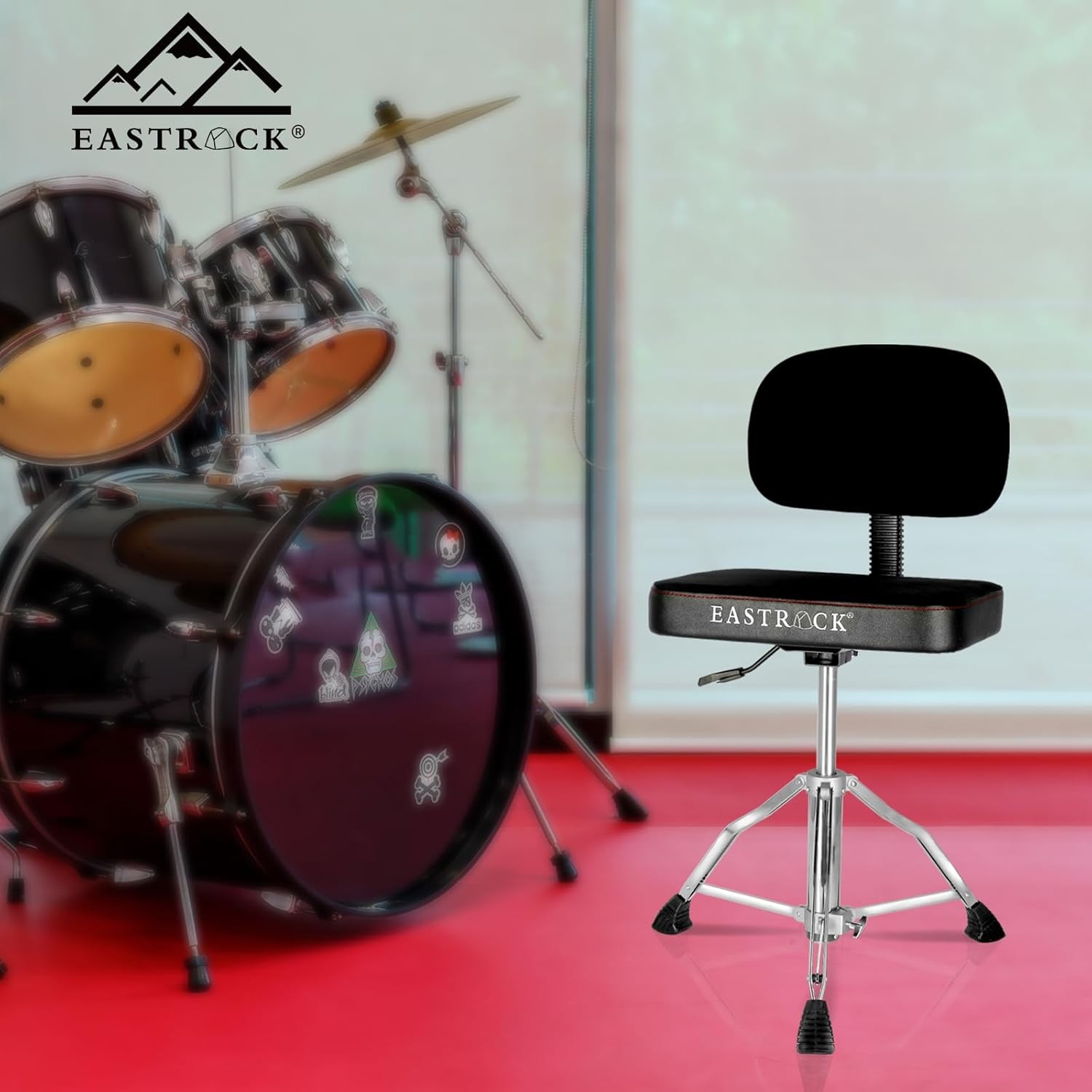 Square Drum Stool with Backrest Heavy