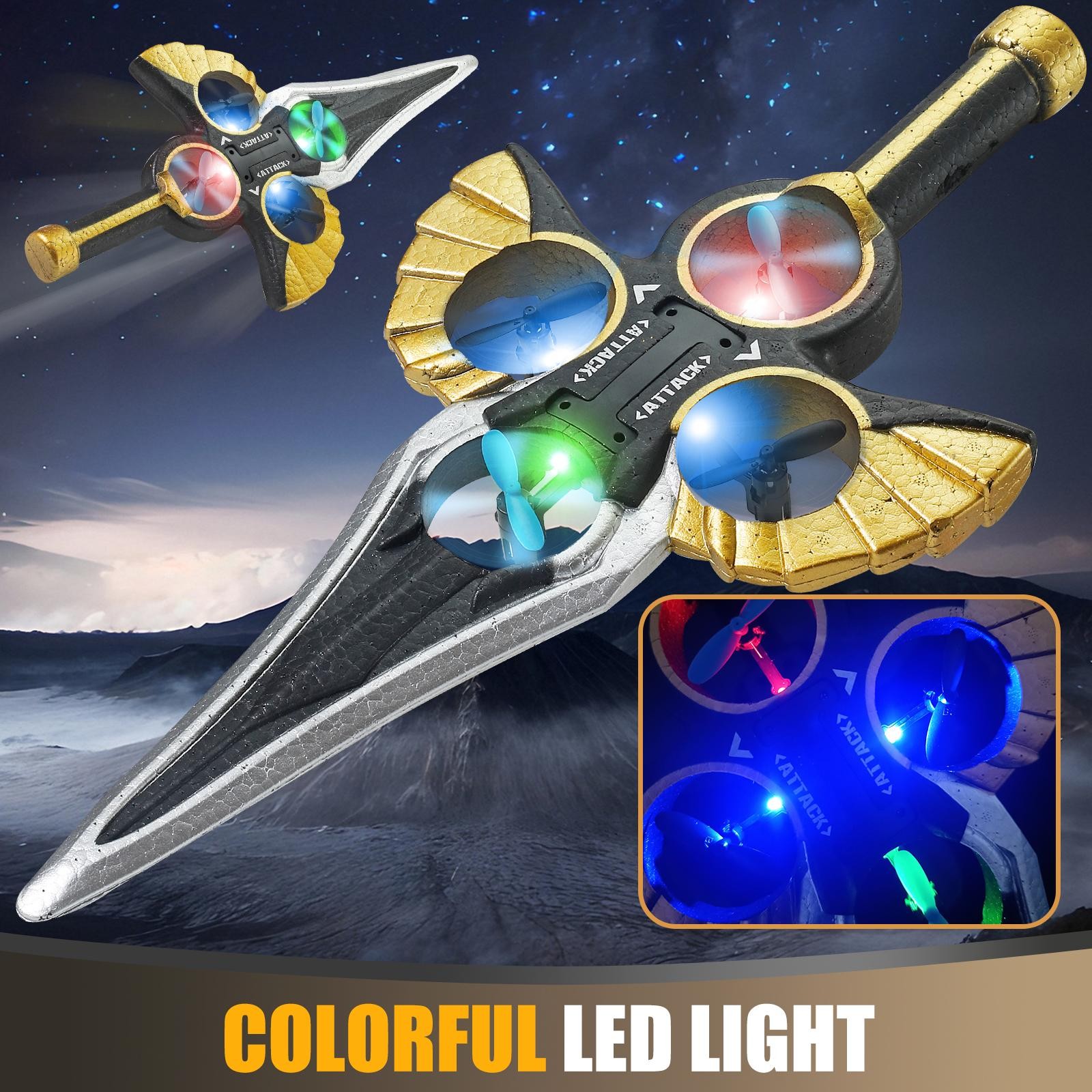Flying Battle Sword – LED Hover Spinner Toy with Gesture Control & Watch Remote