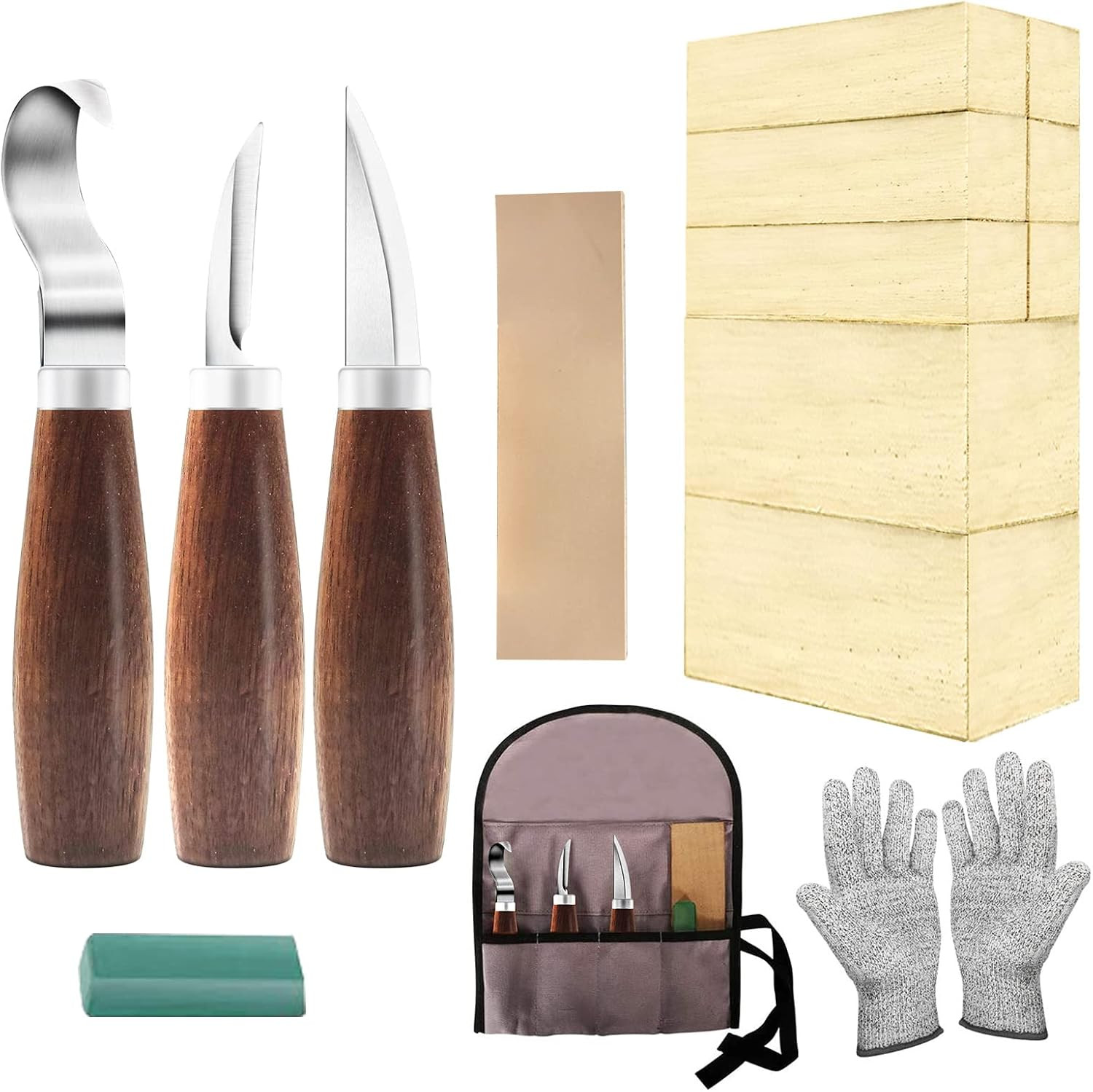 Cor Cordium Wood Whittling Kit with Basswood Blocks Sets for Adults and Beginner