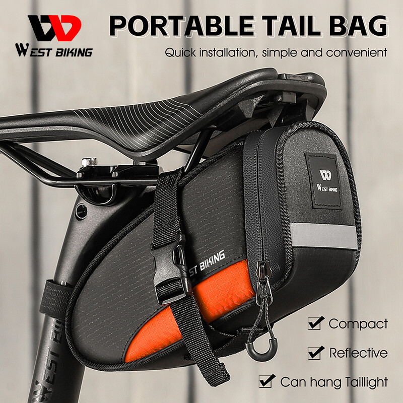 WEST BIKING Waterproof Bicycle Saddle Bag Reflective Bike Seat Tail Bag 1.2L