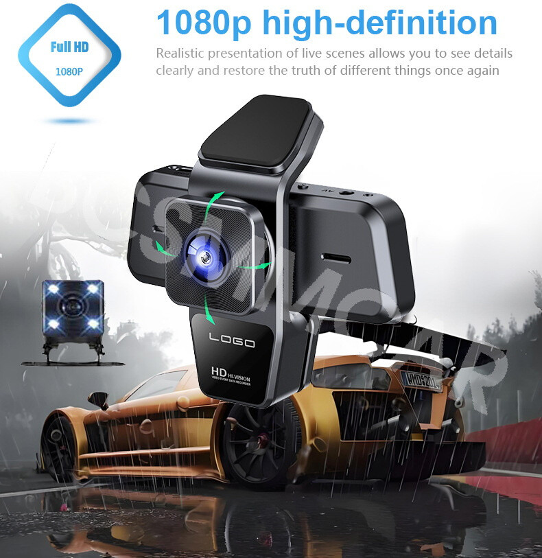 Dash Cam 3 Channel 4K Dash Camera Three Cameras W/WiFi Loop Recording G-Sensor