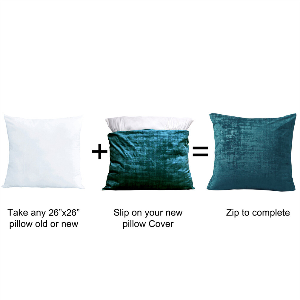 Pack of 2 Textured Velvet Soft Solid Decorative Square Throw Pillow Covers Set