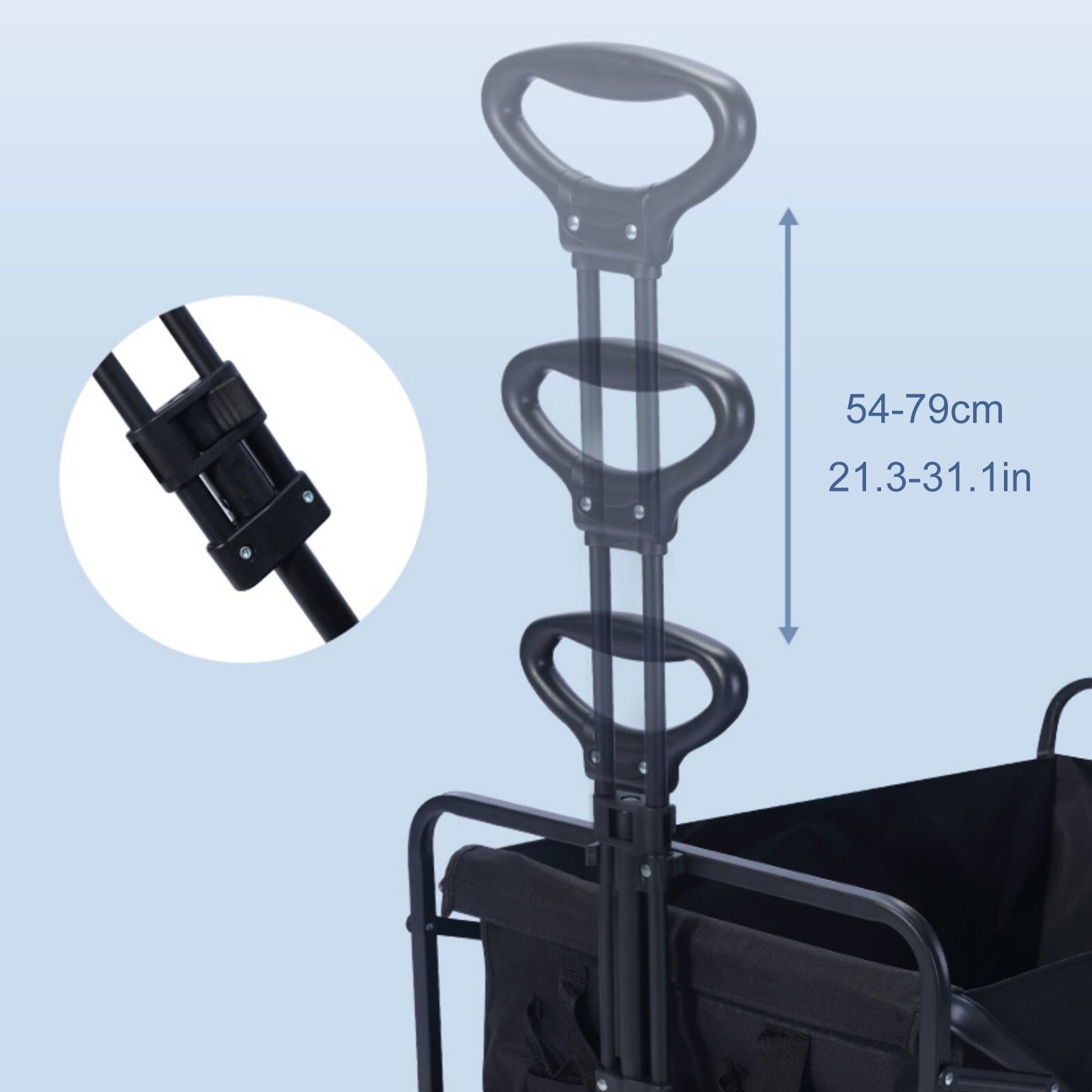 Wagon Cart Pull Handle Spare Replacement Telescoping Rod For Camping Trolley New