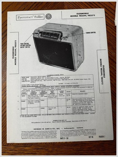 1950 Oldsmobile Radio Photofact Repair Manual Photograph Marion County Indiana