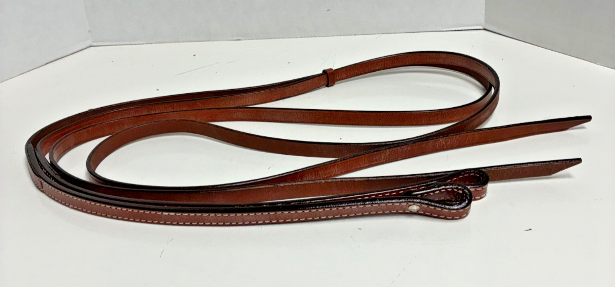 Genuine Leather Western Horse Split Reins 7 Ft Dark Brown 5/8" New