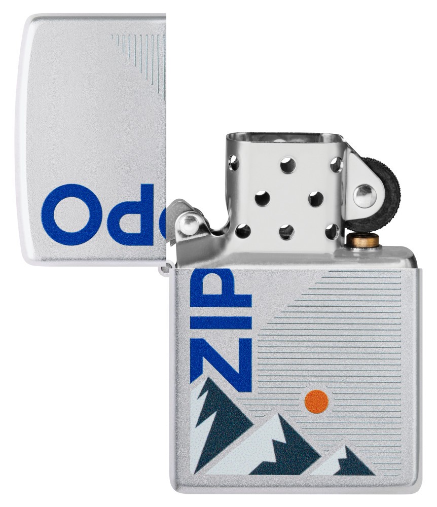 Zippo Mountain Design Satin Chrome Windproof Pocket Lighter, 47113