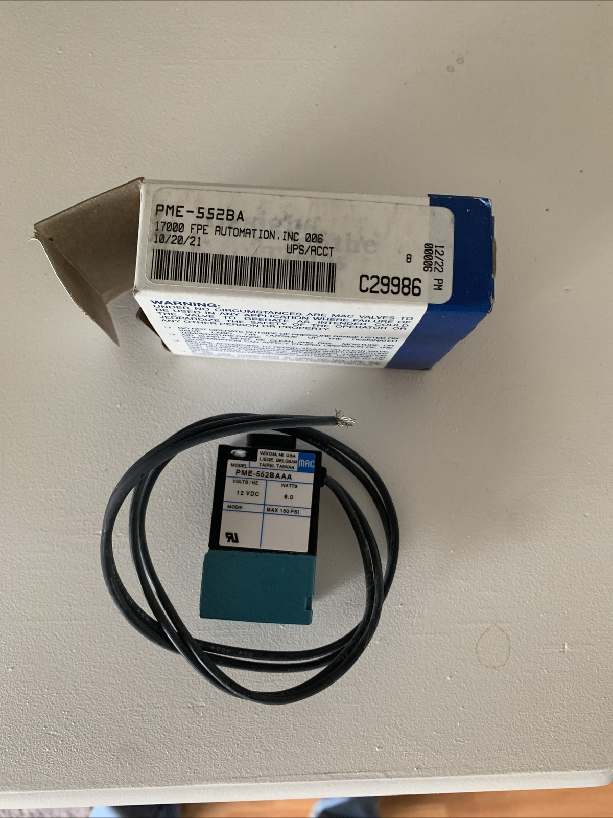 MAC valves PME-552BAAA