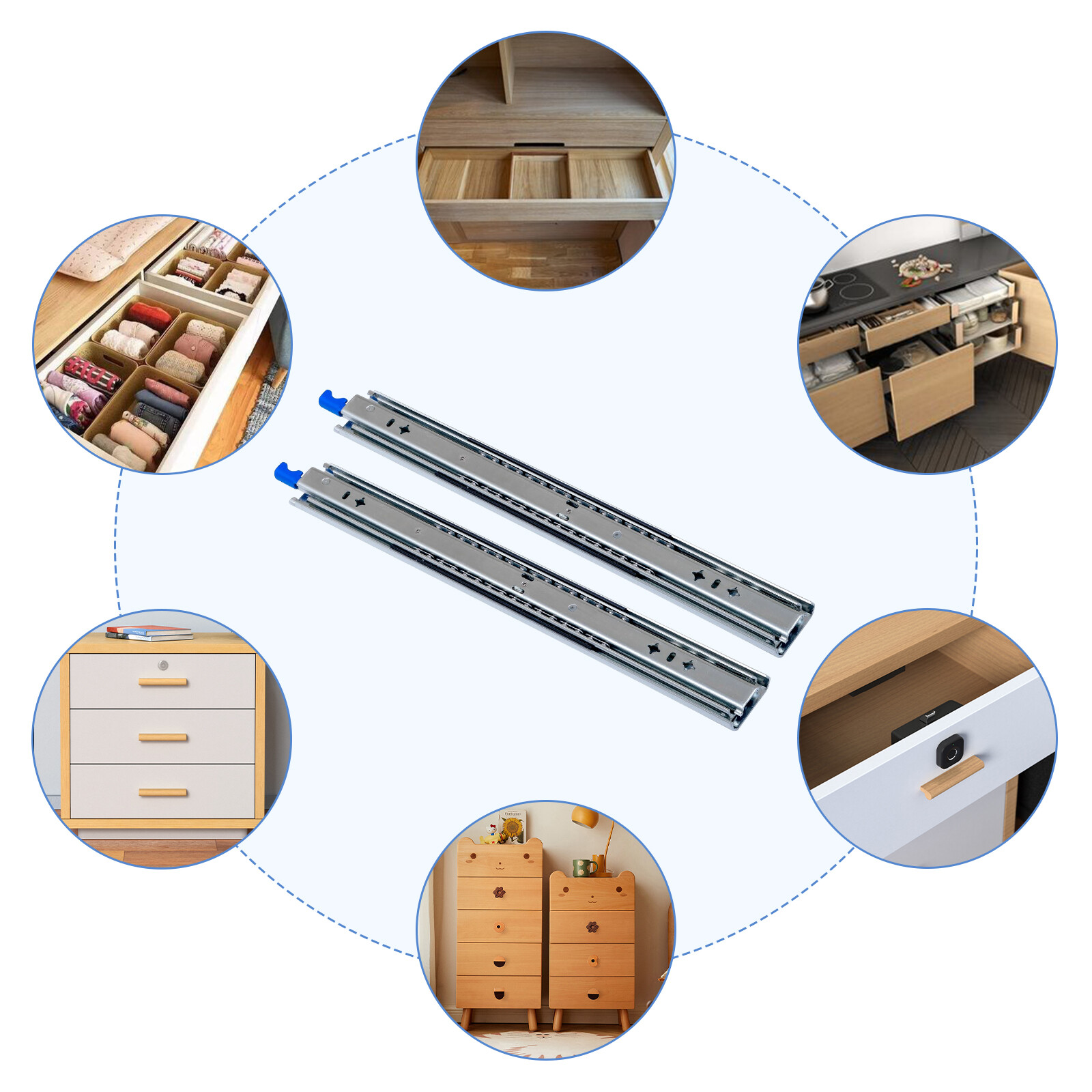 20 Inch Heavy Duty Drawer Slides 265LBS Load with Lock Side Mount 2 Pack
