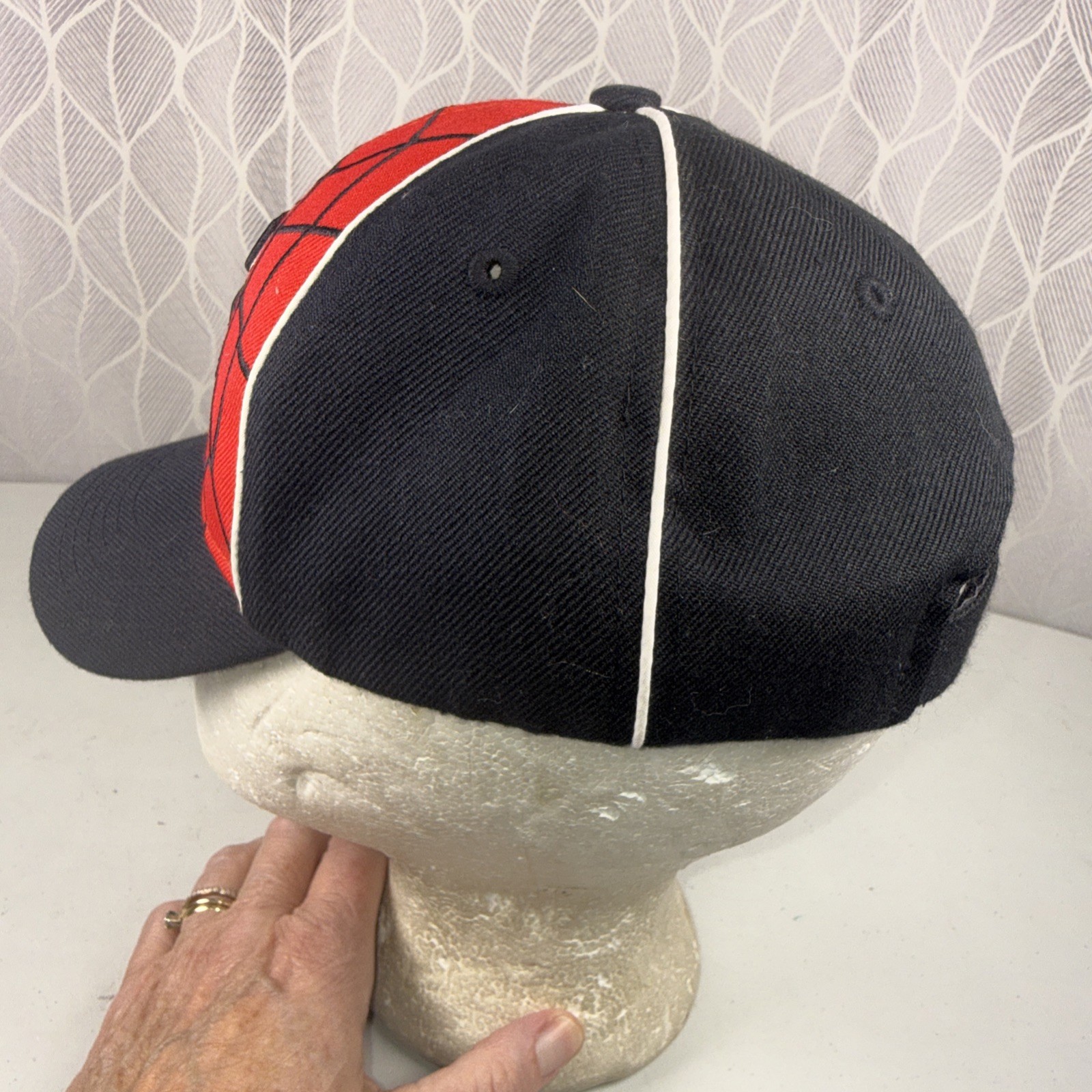Spider in Web Black Red White on Youth Hat Cap Hook Loop KAtethos