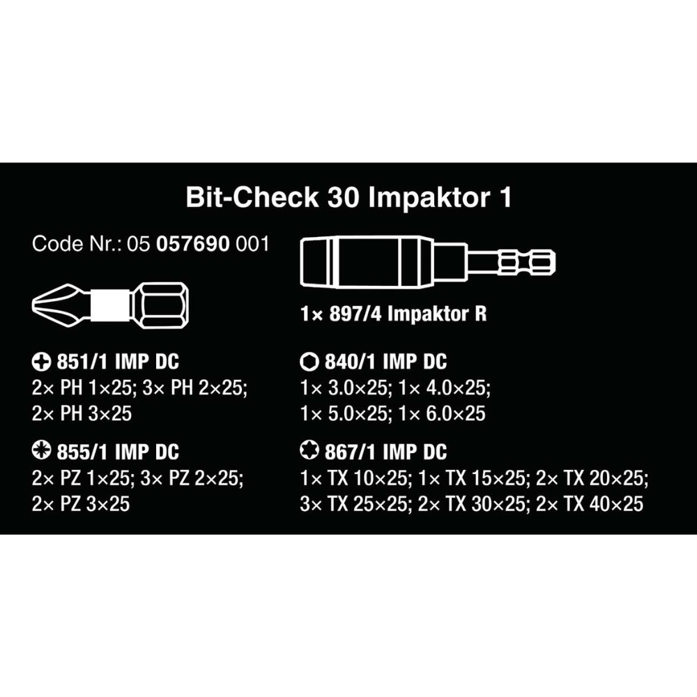 Wera Bit-Check “Impact Ready” Diamond Coated Tips 30-piece Set with Bit Case