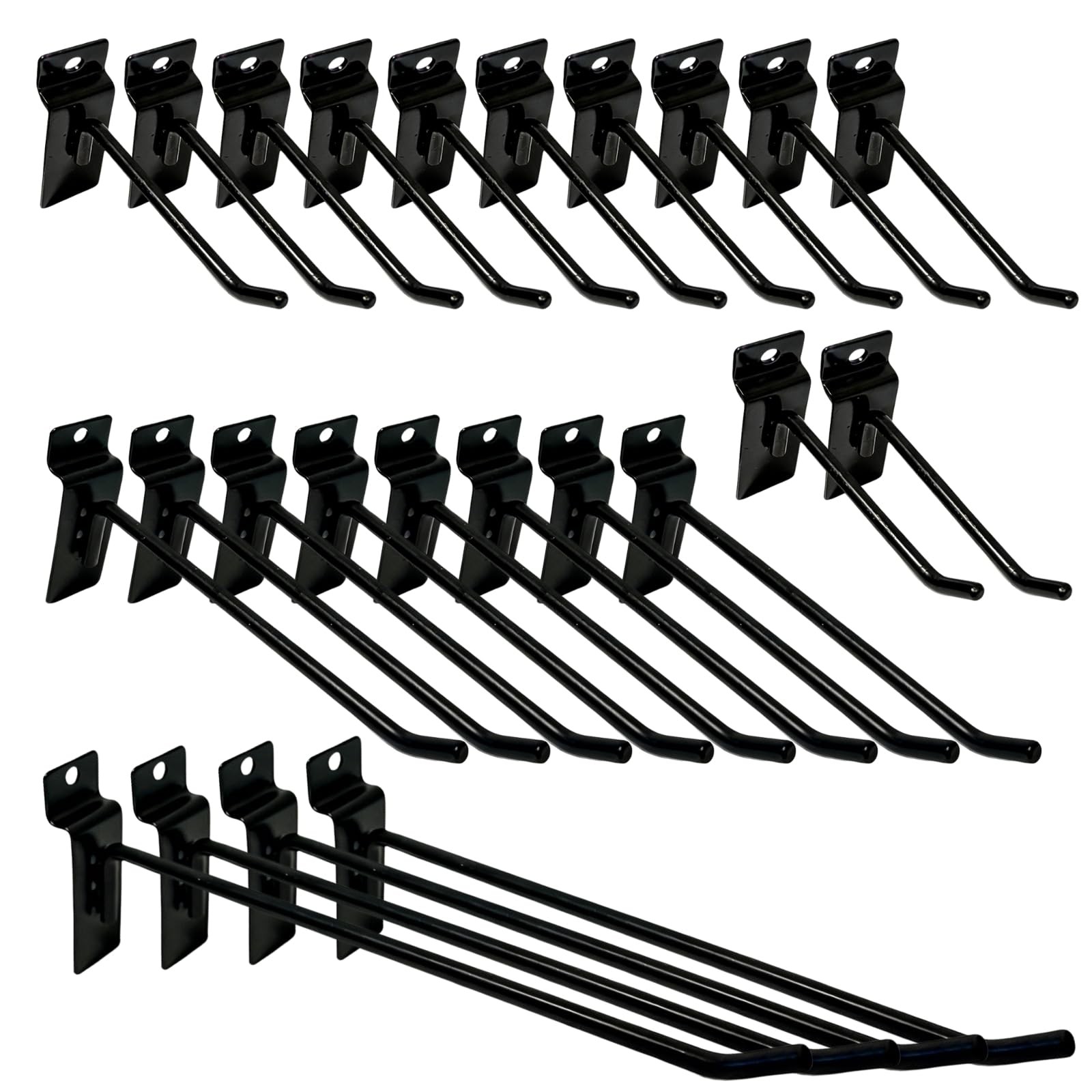 24 PCS Heavy Duty Slatwall Hooks Assortment Kit 4 6 8 Inch Display Accessories