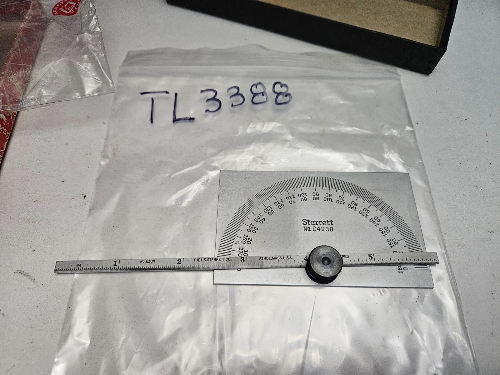 STARRETT #C493B PROTRACTOR & DEPTH GAGE 6" RECTANGULAR HEAD (TL3388)