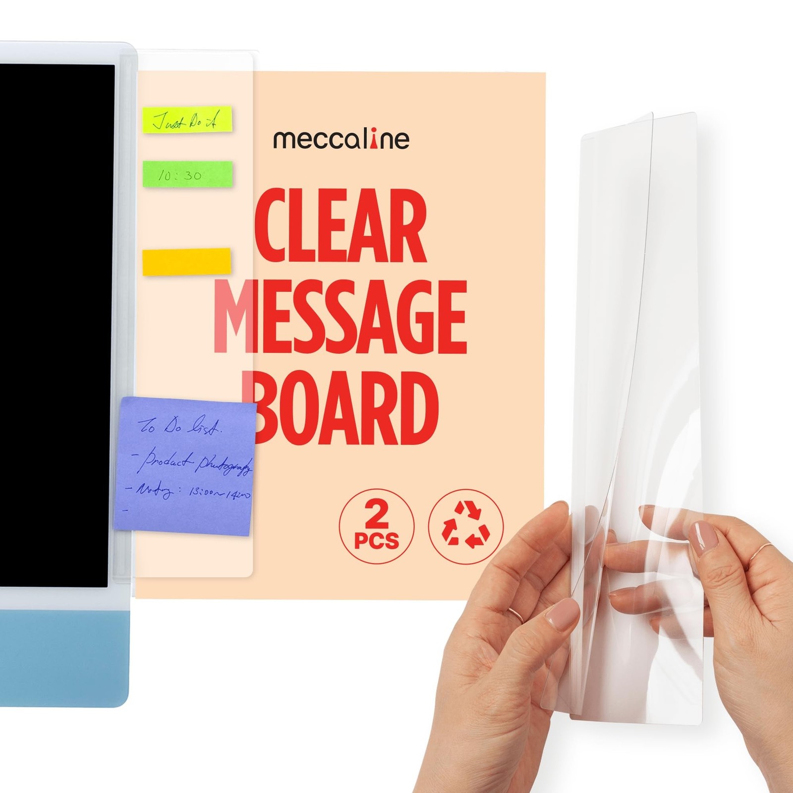 Monitor Memo Board 2Pcs - Flexible Clear PET Computer Screen Sticky Note Hold...