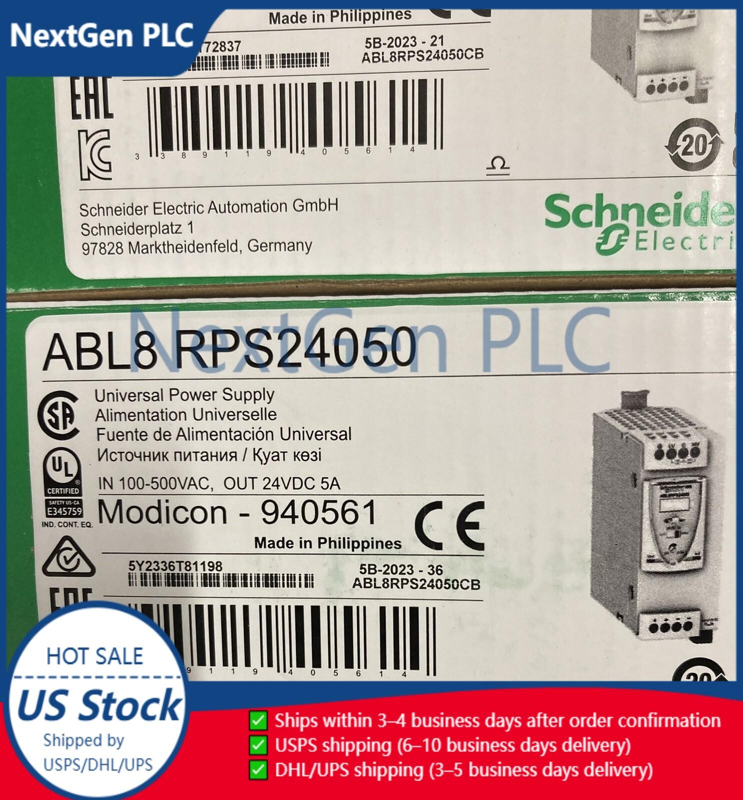 New In Box Schneider ABL8RPS24050 24V 5A Power Supply