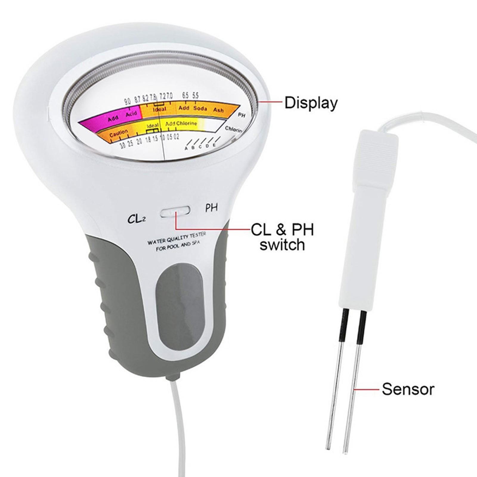 Swimming Pool Digital Water Quality Monitor PH/CL2 Chlorine Tester with Probe