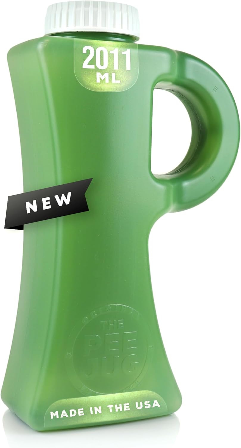 2011Ml (68Oz) Spill-Proof Portable Urinal, Green | Leak-Proof Outdoor Male Urine