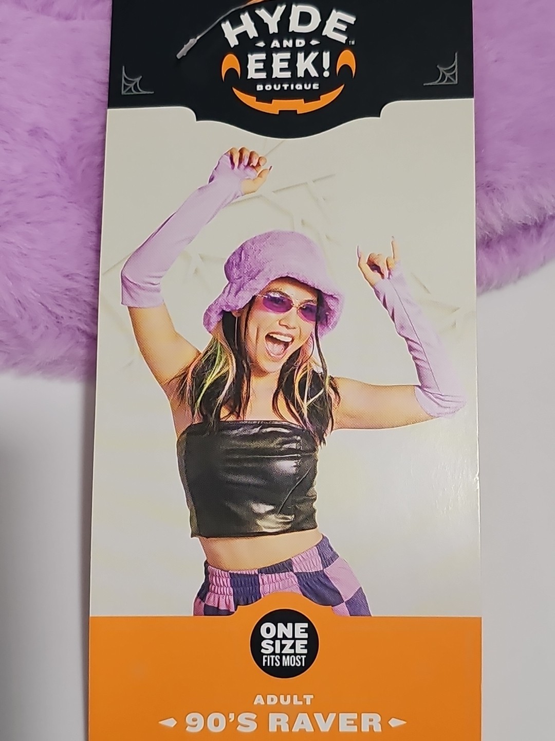 New Hyde And Eek 90s Rave Hat, Sleeves, Glasses. Costume, Dress Up, OSFM Purple