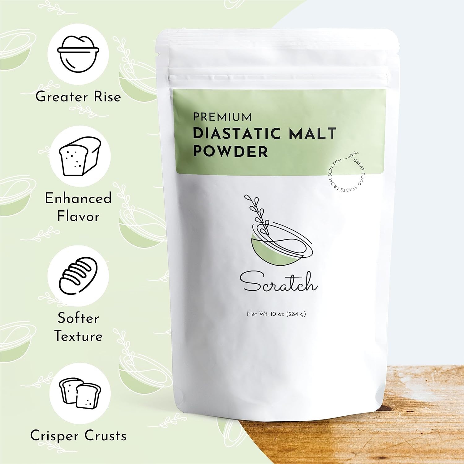 Scratch Diastatic Malt Powder for Baking - (10oz) Dried Barley Bread Improver US