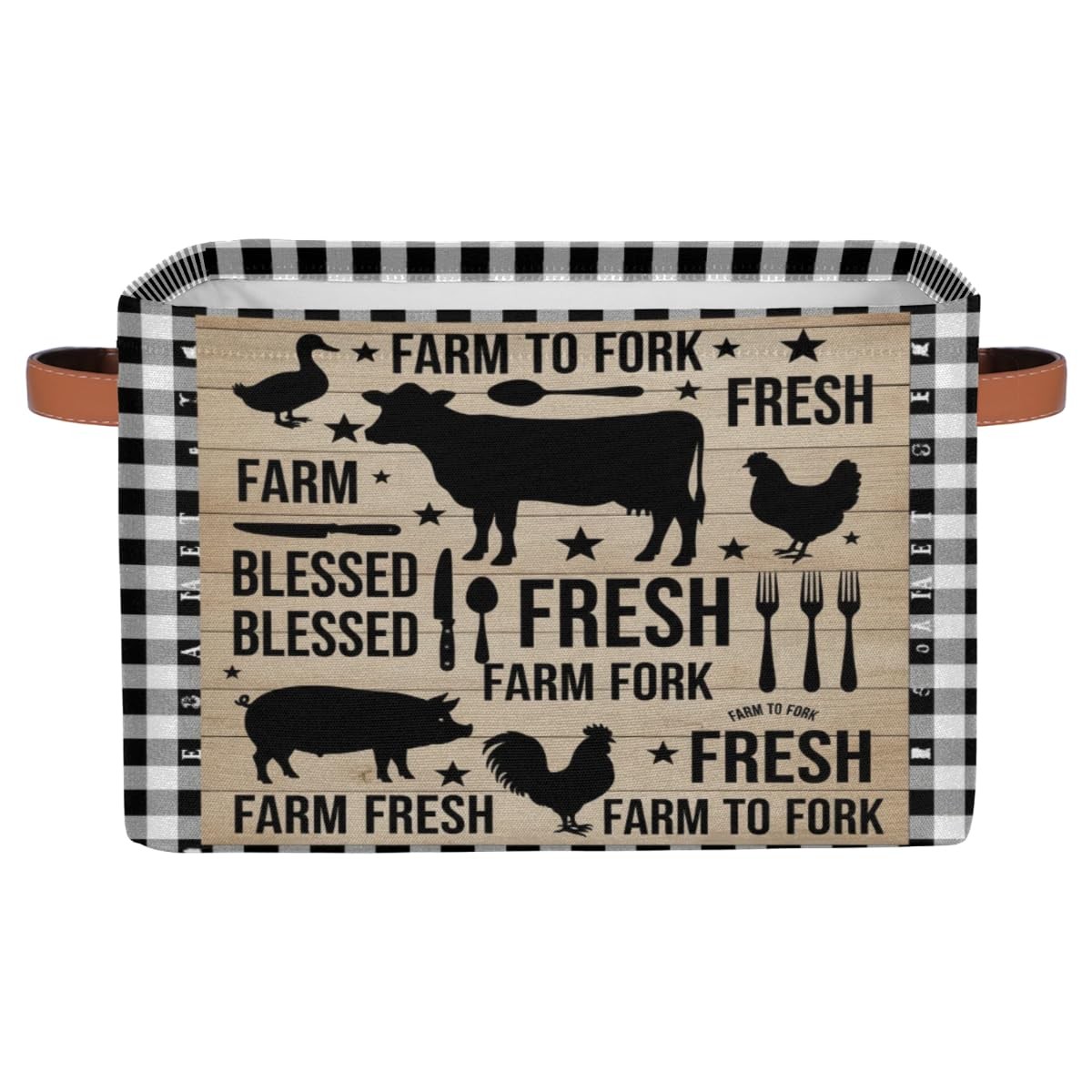 Large Storage Bins - Farm Animals Collapsible Rectangle Shelf Closet Organize...