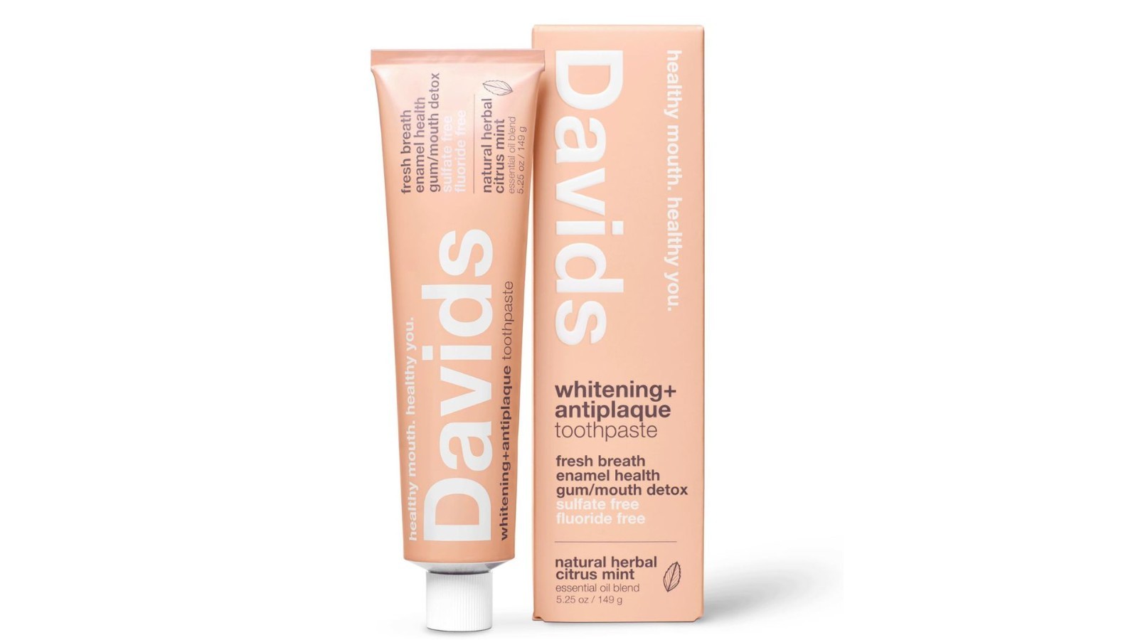 Davids Fluoride Free Toothpaste, Teeth Whitening, Antiplaque, SLS (Sulfate) Free