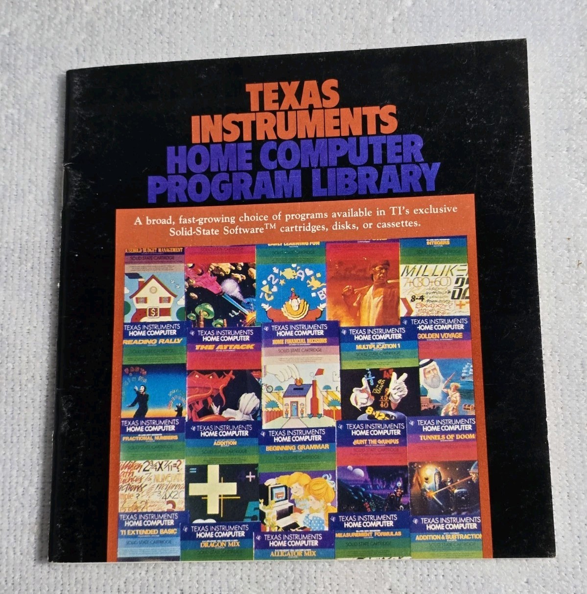 Vintag 1983 Texas Instruments Home Computer Program Library Ti99/4A Brochure 31p