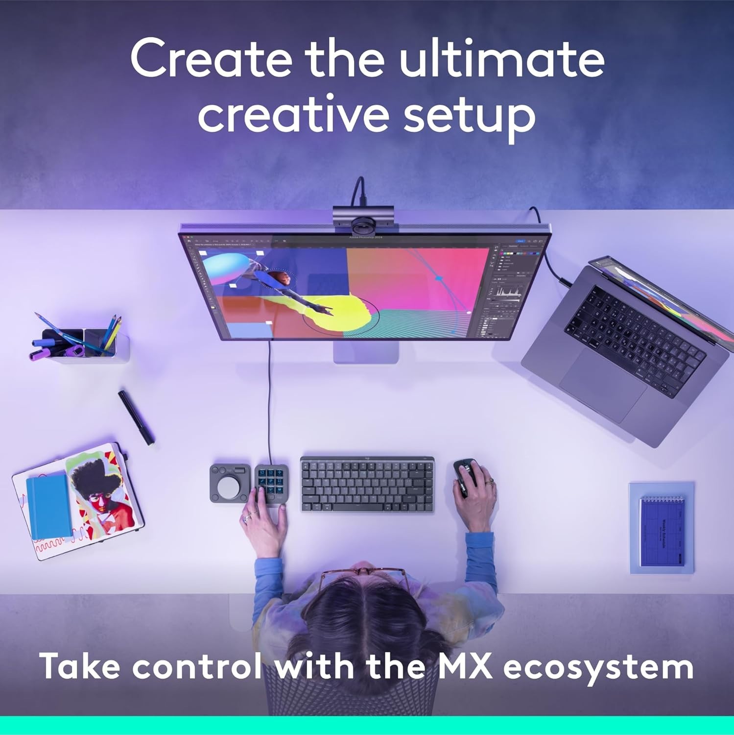 Logitech - MX Creative Console Programmable Keypad, Advanced Dialpad and Keypad