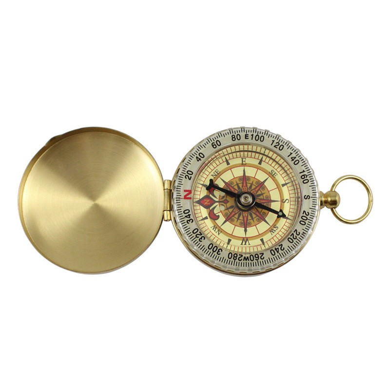 Luminous Pocket Brass Watch Style Military Army Compass Outdoor Camping Keychain