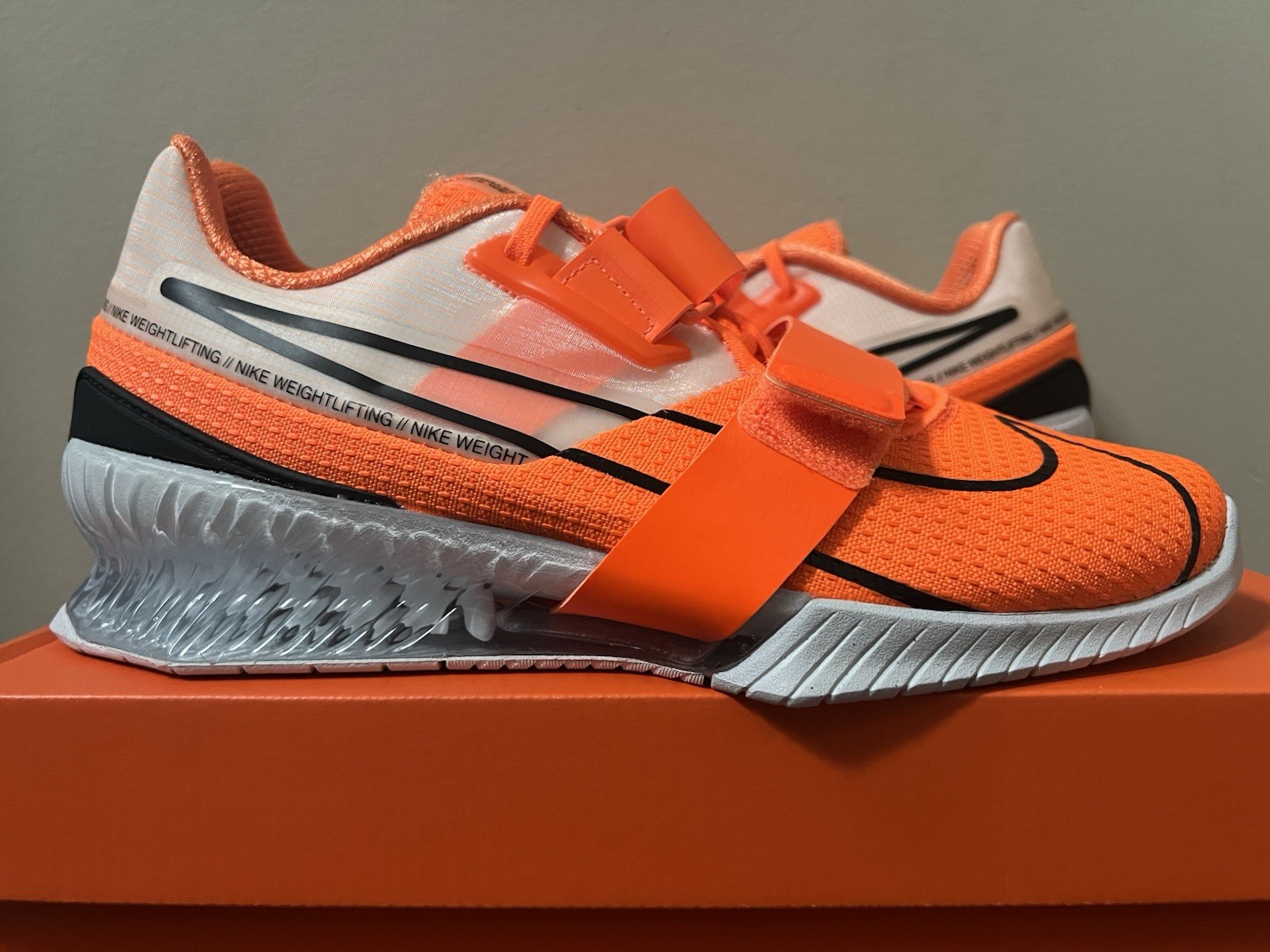Nike Romaleos 4 Total Orange Black White CD3463-801 Weightlifting Training Shoes