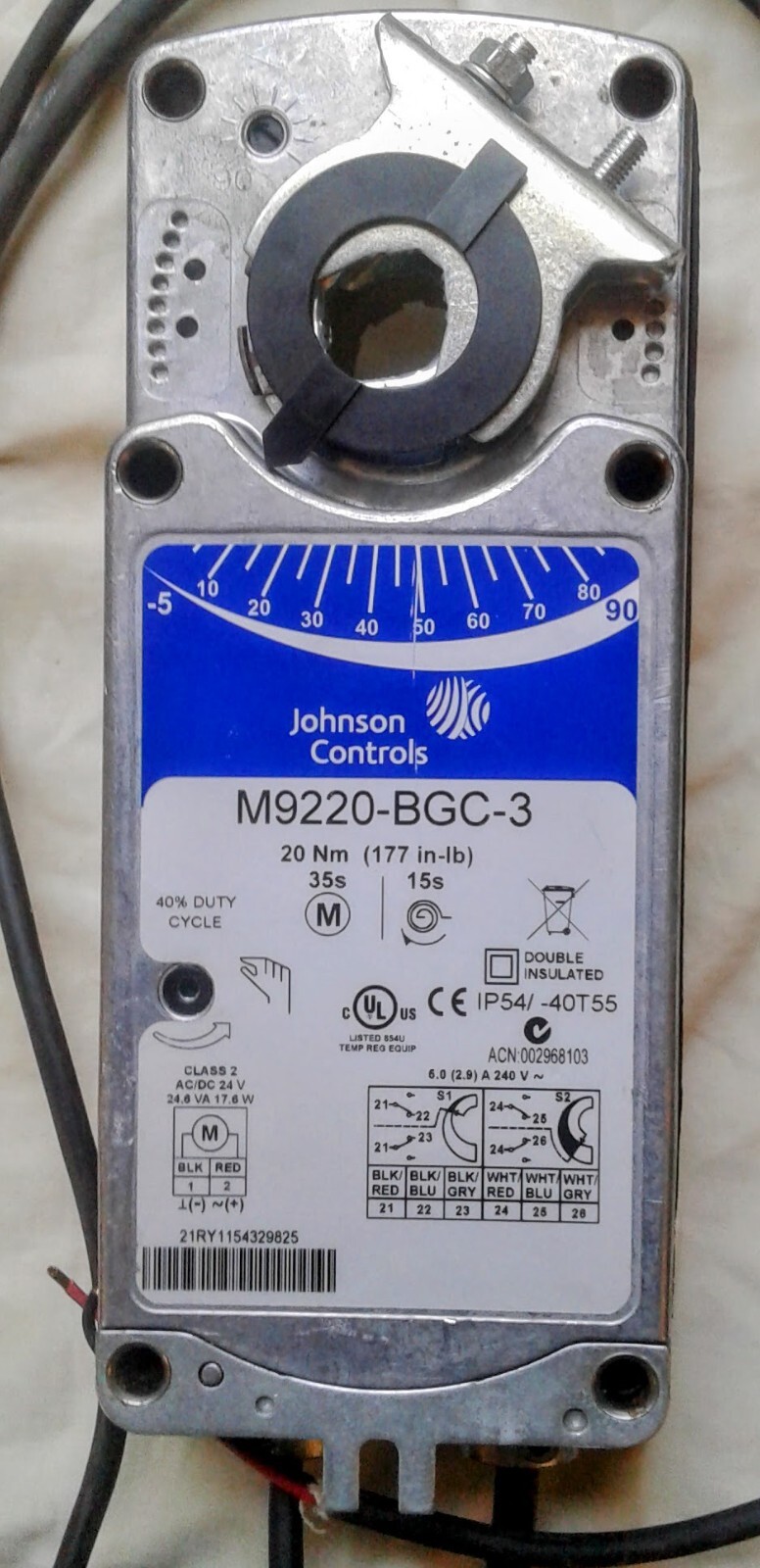 Actuator M9220-BGC-3 JCI Spring-Return, 2pos w/end switch 20Nm 177inlb used