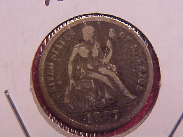 1887 P SEATED LIBERTY DIME - VF - SEE PICS! - (N3531)