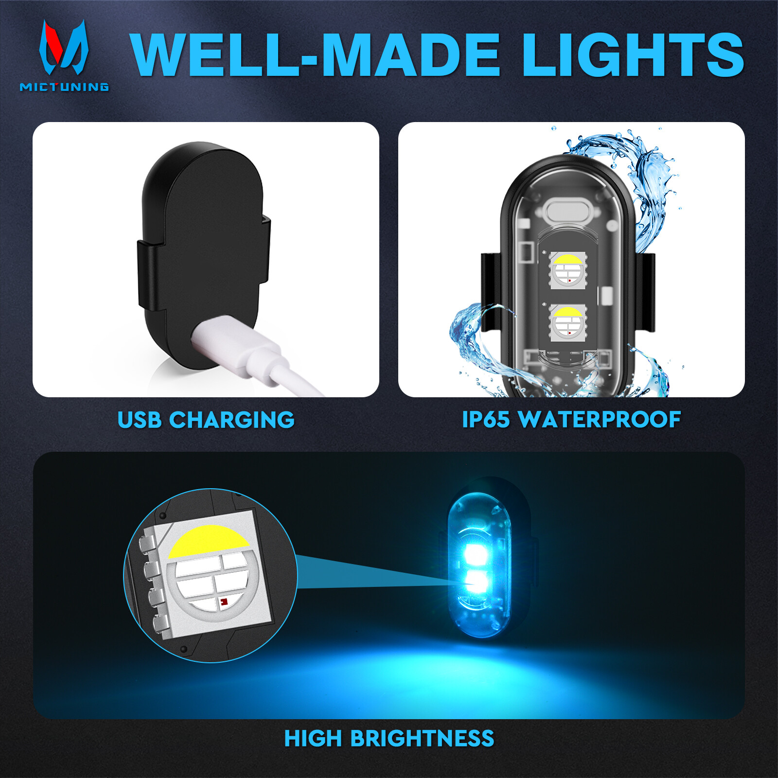 20 Pods Wireless RGB Strobe Lights w/Remote Control LED Flash Warning Lights Kit