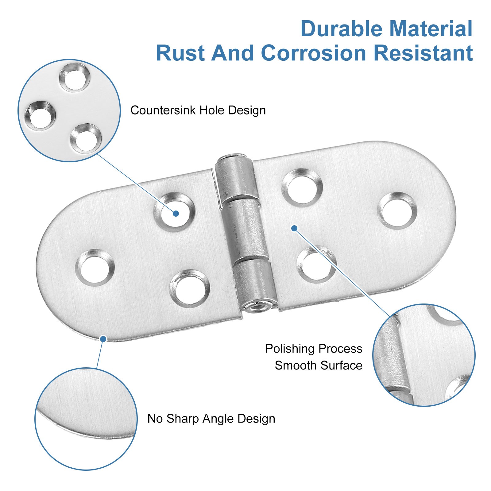 Folding table hinge, 4 pcs 270° with screws, silver, iron
